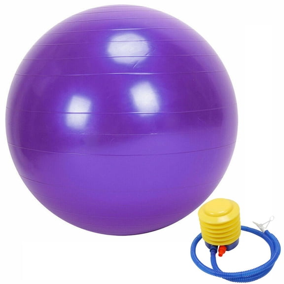 18" Yoga Ball Exercise Ball PVC Stability Balance Yoga Ball Chair Quick Pump for Physical Workout Pregnancy Home Office Gym Equipment, Purple