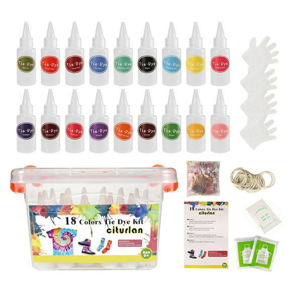 18-color Tie Dye Kit with Rubber Bands Table & Gloves Fashion Dye Kit Adult Kids Graffiti Dye Supplies Set