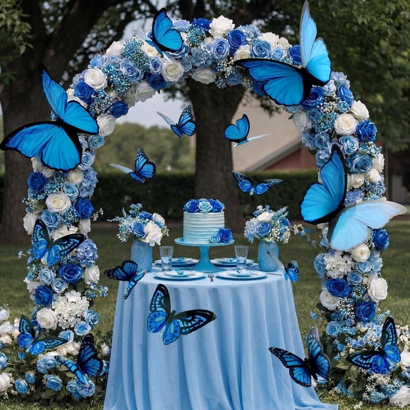 18 count Large Butterfly Party Decoration 2 Sizes Paper Blue Butterfly Wall Decor Butterflies for Birthday Shower Wedding Decoration, Paper Butterflies for Wall Decor