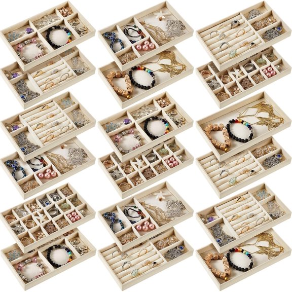 18 count Stackable Drawer Organizer Inserts Beige