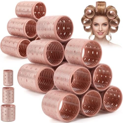 18 count Thermal Hair Rollers for Women 3 Sizes Self-grip Curlers Rollers Set for Long, Short and Bangs Hair Styling Tools Creating Volumizing Curls(Terracotta)