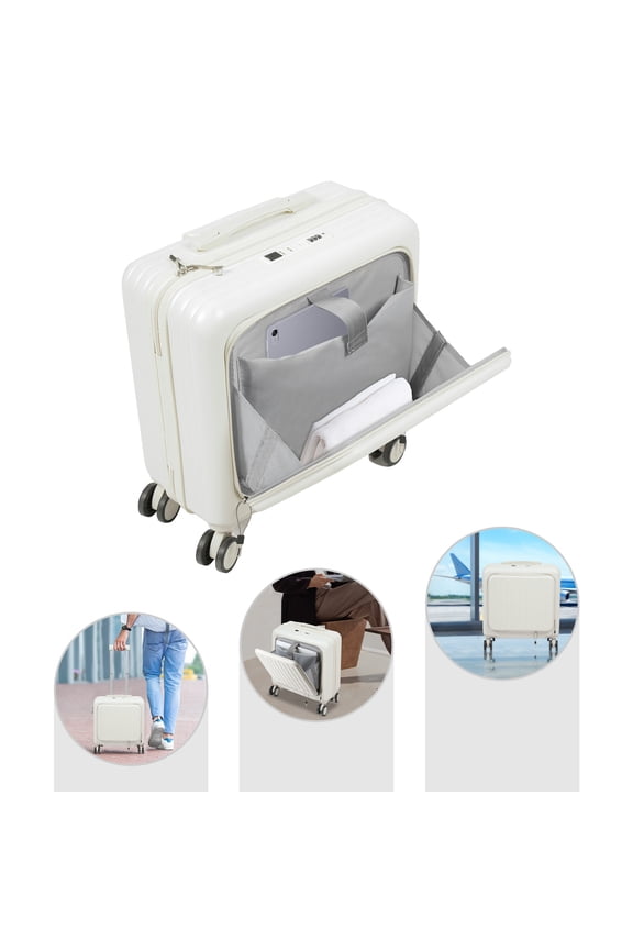 18" front Open Multi-function Suitcase Password Suitcase W/ USB Port+Cup holder