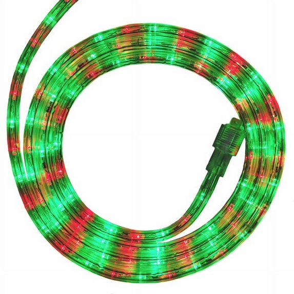 18 ft. Green/Red LED Rope Light kit, 216 Lights, Connectable Ready-to-Install Christmas Decorative Party Lighting, Mounting Clips Included