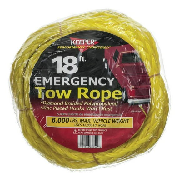 18 ft. L 6000 lbs Aluminium Tow Rope - Yellow