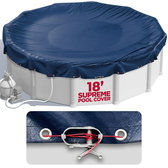 18 ft Round Pool Cover for Above Ground Pools, Above Ground Pool Cover, Winter Pool Cover, Navy Blue