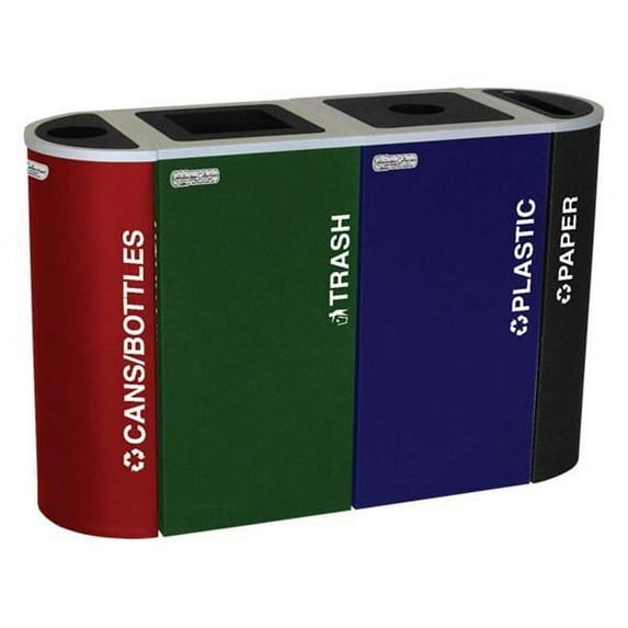 18-gal recycling recptacle- square top and Cans-Bottles decal- Emerald Texture finish