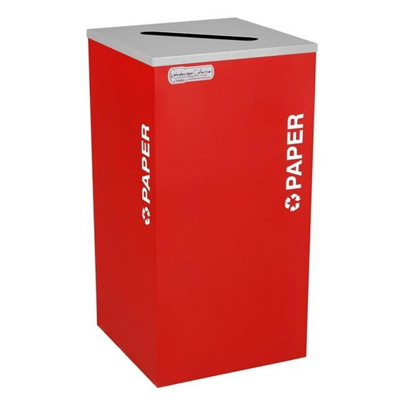18-gal recycling recptacle- square top and Plastic decal- Ruby Texture finish