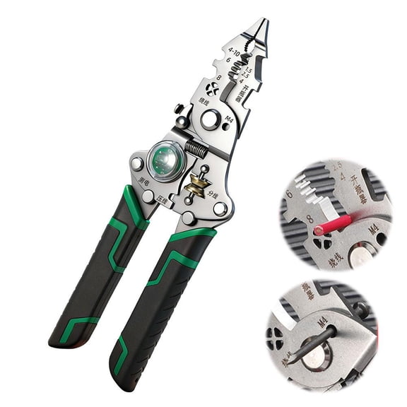 18-in-1 Electrician Pliers with Voltage Tester & Dual Alarms, Foldable Wire Stripper Tool, Multi-Function Professional Compact Wire Cutters for Home DIY, HVAC, Car Repair