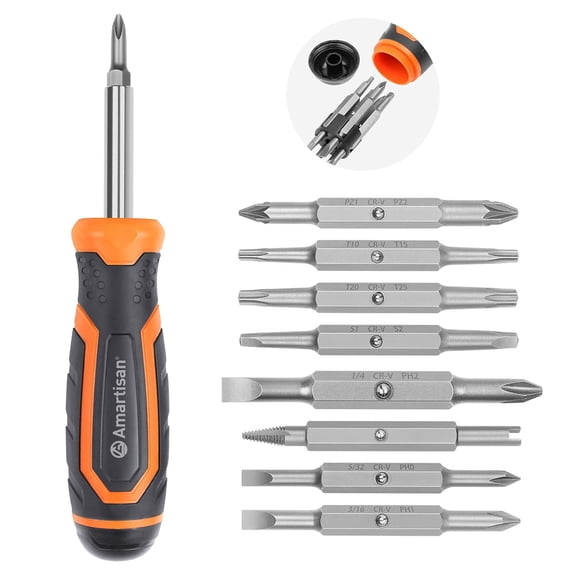 18-in-1 Multi-bit Screwdriver Set Tool All in One, Portable Multi-Purpose Screwdriver, Slotted/Philips/Pozi/Torx/Square,Nut Driver