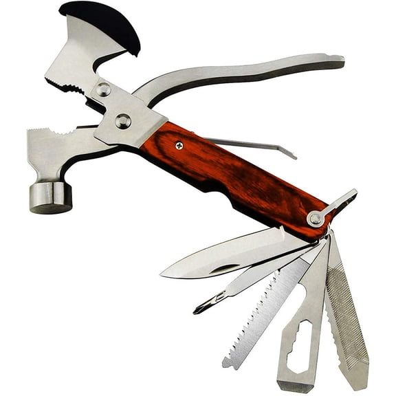 18-in-1 Multitool Camping Axe Hammer, Multi Tool with Plier, Knife, Bottle Opener, Survival Gear for Outdoor Hunting Hiking, Emergency Escape Tool, Fathers Day Gift for Men Dad Husband Boyfriend