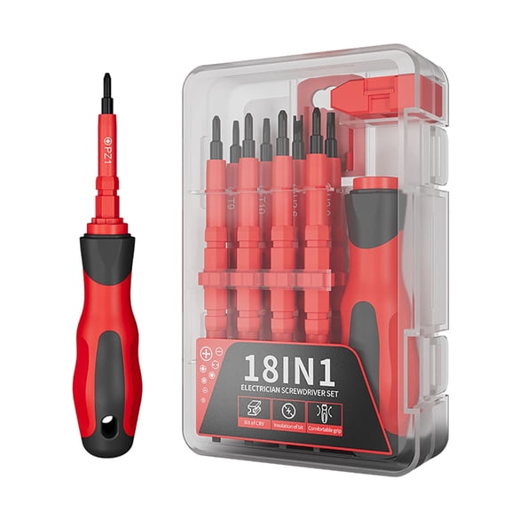 18 in 1 Professional Electrician Screwdriver Set with Steel Divisions and Ergonomic Not Slip for Accuracy Repairs