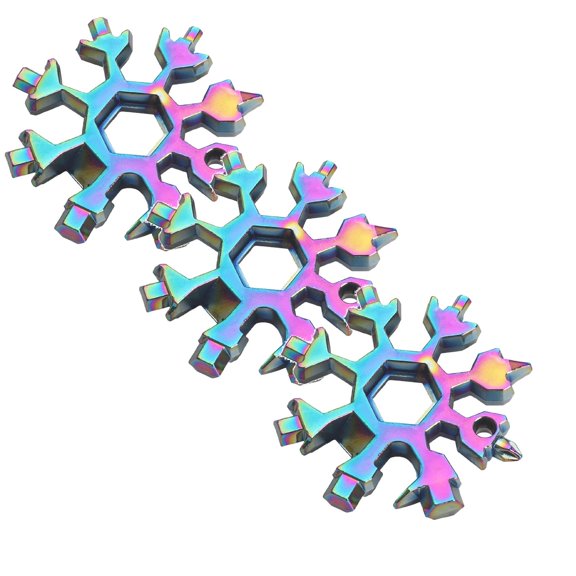 18-in-1 Silver Stainless Steel Snowflake Multitool 3 Pack, Compact Pocket Utility Tools with Bottle Opener, Screwdrivers, Wrenches, Hex Keys for Travel, Outdoor, and Everyday Use notablean multi tool