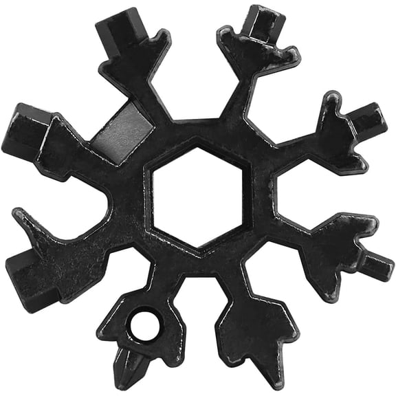 18-in-1 Snowflake Multi-Tool Keychain Set (2-Pack) Flathead Screwdriver,Phillips Screwdriver,Hex Driver,Wrench,Twine Cutter,Black