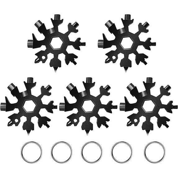 18-in-1 Snowflake Multi-Tool, Stainless Steel Multitool Card Combination Compact Portable Outdoor Products Snowflake Tool Card