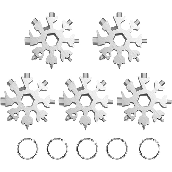 18-in-1 Snowflake Multi-Tool, Stainless Steel Multitool Card Combination Compact Portable Outdoor Products Snowflake Tool Card