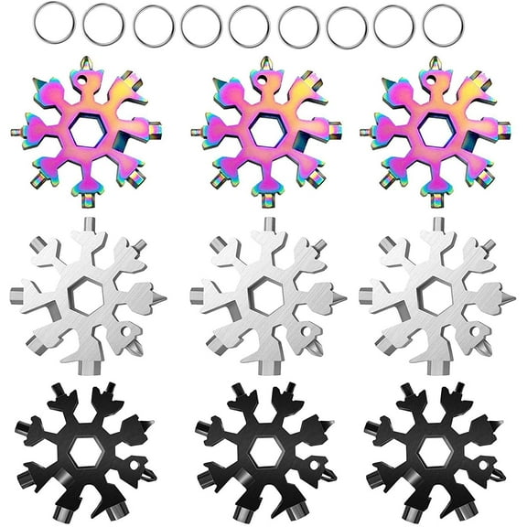 18-in-1 Snowflake Multi-Tool, Stainless Steel Multitool Card Combination Compact Portable Outdoor Products Snowflake Tool Card