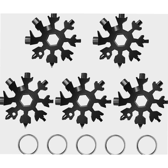 18-in-1 Snowflake Multi-Tool, Stainless Steel Multitool Card Combination Compact Portable Outdoor Products Snowflake Tool Card