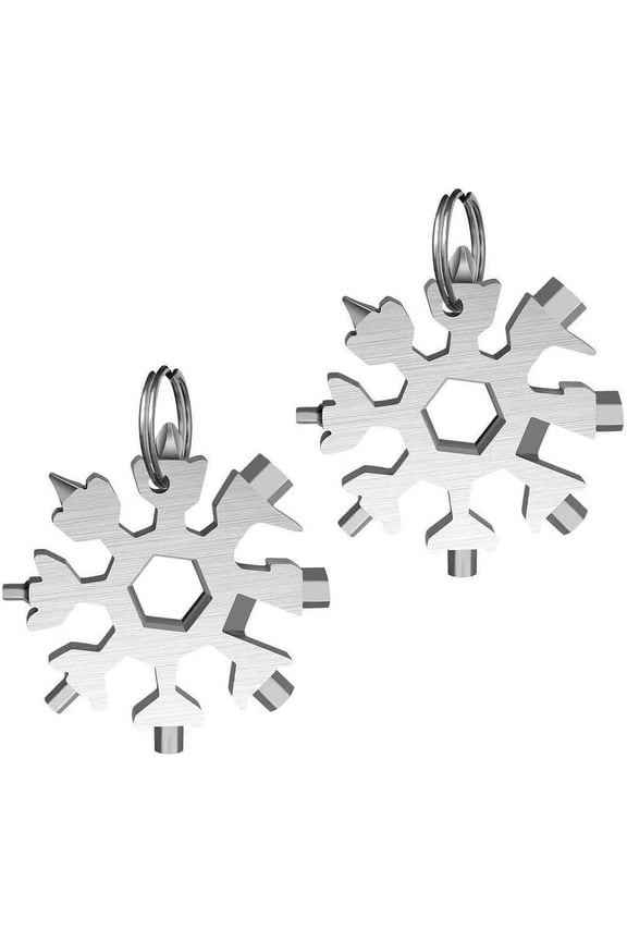 18-in-1 Snowflake Multi-Tool, Stainless Steel Snowflake Keychain Tool Flat Phillips Screwdriver Kit, Durable and Portable to Take