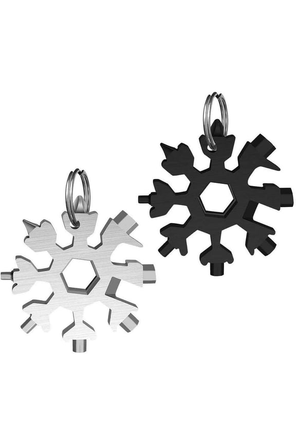 18-in-1 Snowflake Multi-Tool, Stainless Steel Snowflake Keychain Tool Flat Phillips Screwdriver Kit, Durable and Portable to Take