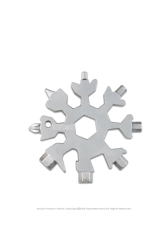 18-in-1 Snowflake Multi-tool Stainless Steel Keychain Silver