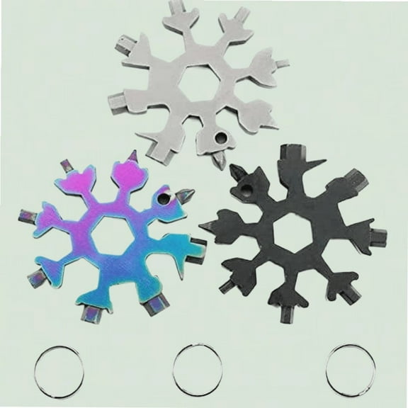 18 in 1 Snowflake Multitool, 3 Pack 18-in-1 Snowflake Multi-Tool Bottle Opener/Flat Phillips Screwdriver Kit/Wrench, Stainless Steel Snowflake Tool
