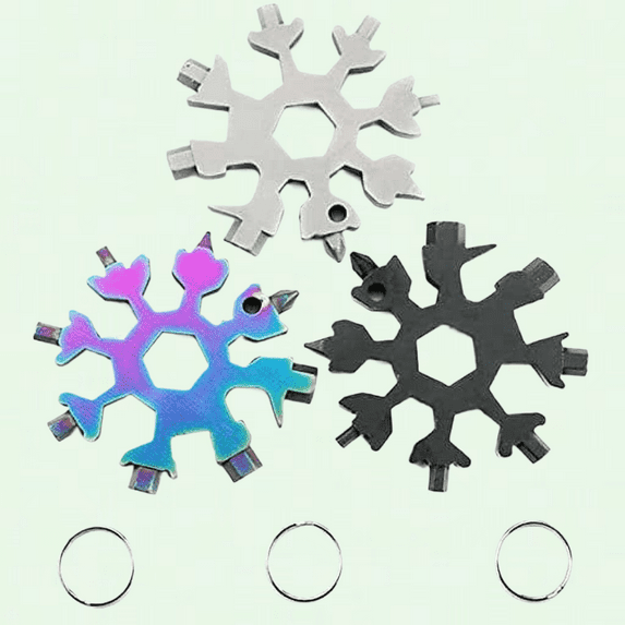 18 in 1 Snowflake Multitool, 3 Pack 18-in-1 Snowflake Multi-Tool Bottle Opener/Flat Phillips Screwdriver Kit/Wrench, Stainless Steel Snowflake Tool