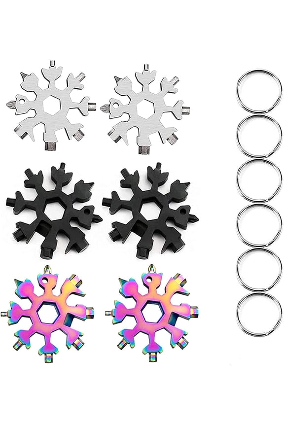 18-in-1 Stainless Steel Snowflake Multi-Tool, Outdoor Wrench Tools, Keychain Combination Tools for Military Enthusiasts