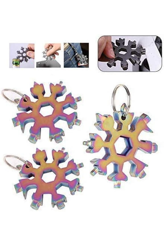 18-in-1 Stainless Steel Snowflake Multi-tool Portable Keychain Screwdriver Bottle Opener Tool For Outdoor Travel Camping