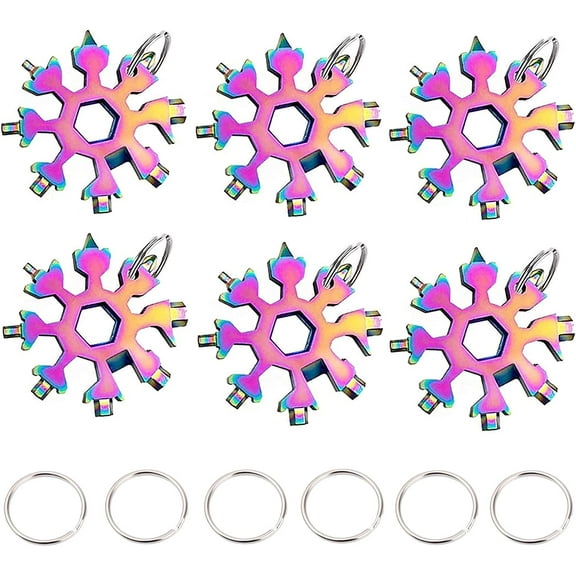 18-in-1 Stainless Steel Snowflakes Multi-Tool,18 In 1 Snowflake Multitool, Portable Snowflakes Stainless Steel Multitool 6 PCS