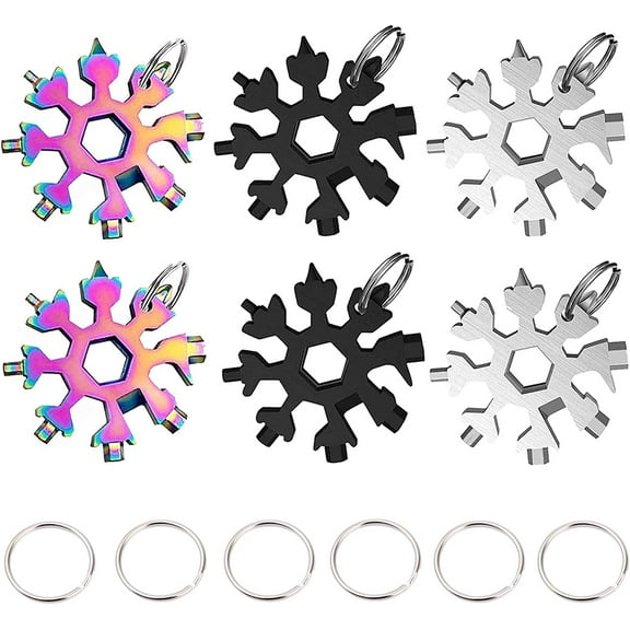 18-in-1 Stainless Steel Snowflakes Multi-Tool,18 In 1 Snowflake Multitool, Portable Snowflakes Stainless Steel Multitool 6 PCS
