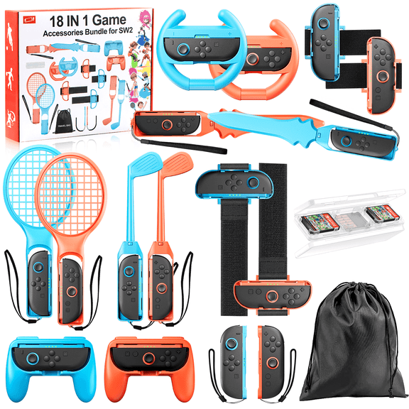 18 in 1 Switch 2 Sports Accessories Bundle for Nintendo Switch 2 Sports,Family Accessories Kit Compatible with Switch 2 Sports Games
