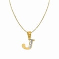 thumbnail image 1 of 18 in. 14K Two Tone Gold Diamond-Cut Initial Letter J Pendant with 1.2 mm Rolo Chain, 1 of 1