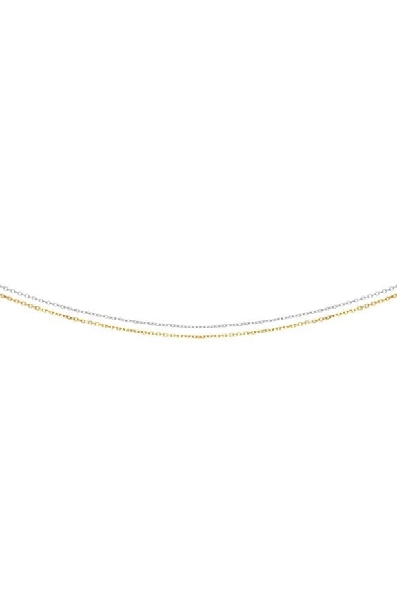 18 in. 14K Two Tone Gold Multi Row Cable Chain with Lobster Clasp