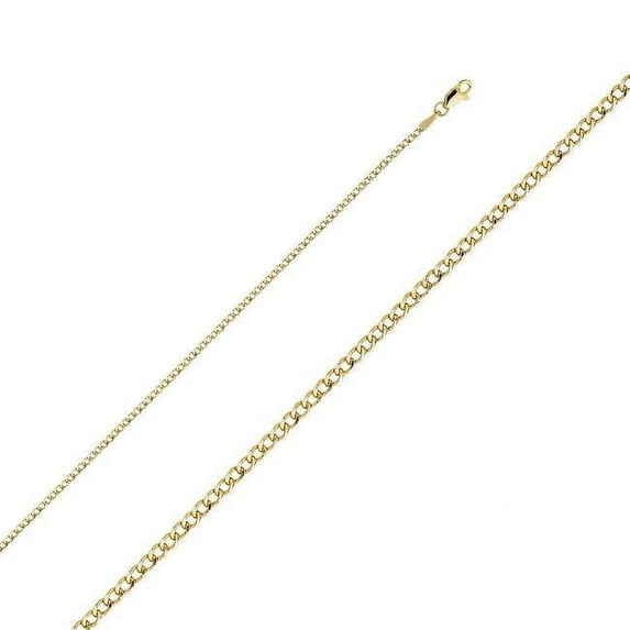 18 in. 14K Yellow Gold 2 mm Hollow Cuban Bevel Chain