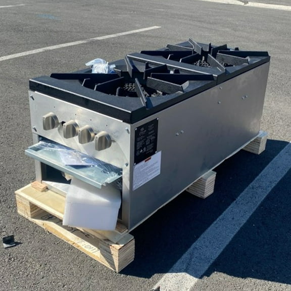 18 in. 160,000BTU 2 Burners Gas Stove, Propane Countertop Commercial Range, Outdoor Cooker, Stock Pot Range NSF ETL