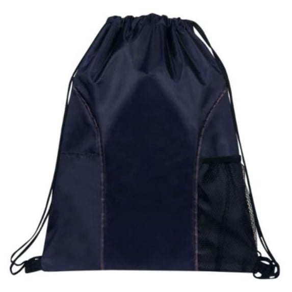 18 in. 2 Front Pockets Dual Drawstring Backpacks, Navy Blue - Case of 100