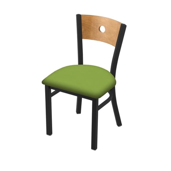 18 in. 630 Voltaire Chair with Black Wrinkle Finish, Medium Back & Canter Kiwi Green Seat