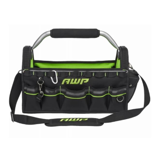 AWP 18-Inch Black and Green Polyester Tool Tote Bag