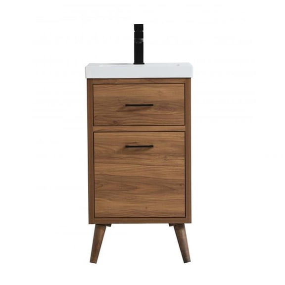 18 in. Bathroom Vanity in walnut brown - 18.11 x 33.46 x 15.16 in.