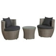 thumbnail image 1 of 18 in. Bistro All-Weather Conversation Set with Two Round Chairs & Glass Top Table, Gray, 1 of 1
