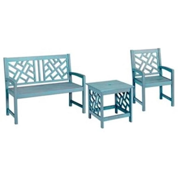 18 in. Blue Distressed Hardwood Portland Patio End Table