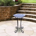 thumbnail image 1 of 18 in. Blue Swirl Mosaic Glass Birdbath with Metal Stand, 1 of 1