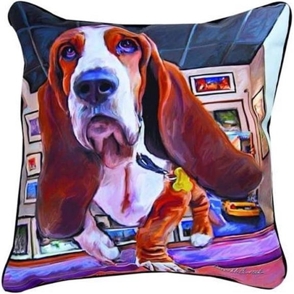 18 in. Bumping Along Basset Hound RMC-18 D Throw Pillows