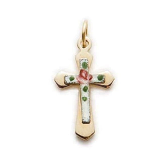 18 in. Chain Gold Over Sterling Silver Cloisonne Cross Boxed