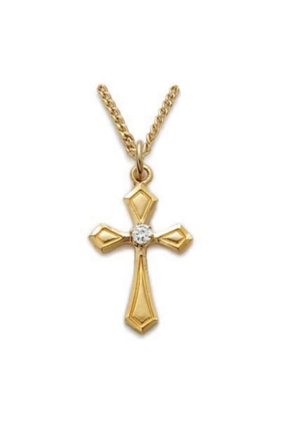 18 in. Chain Gold Over Sterling Silver Cross Boxed