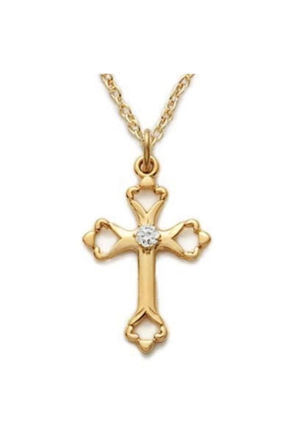 18 in. Chain Gold Over Sterling Silver Cross Boxed