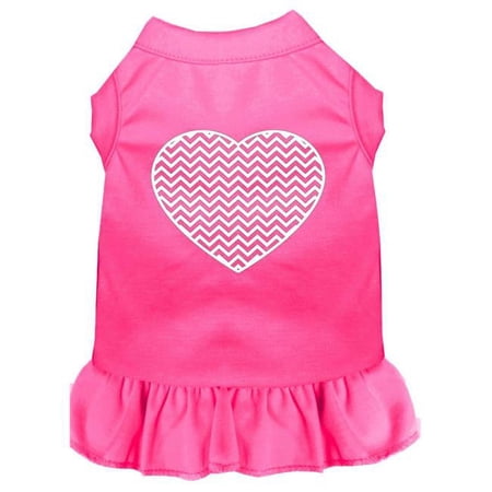 18 in. Chevron Heart Screen Print Dress, Bright Pink - 2XL