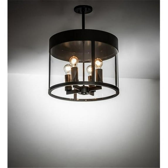 18 in. Cilindro Campbell Pendant Light - Black & Clear