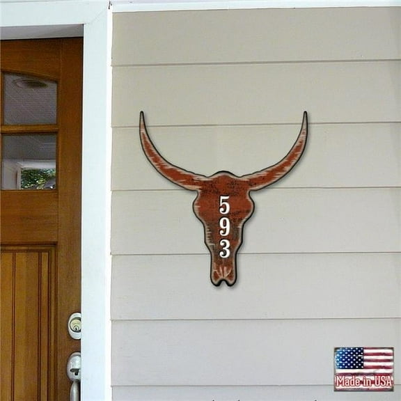 18 in. Cow Bison Buffalo Skull House Number Sign Decor