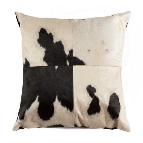 18 in. Cowhide Pillow, Black & White